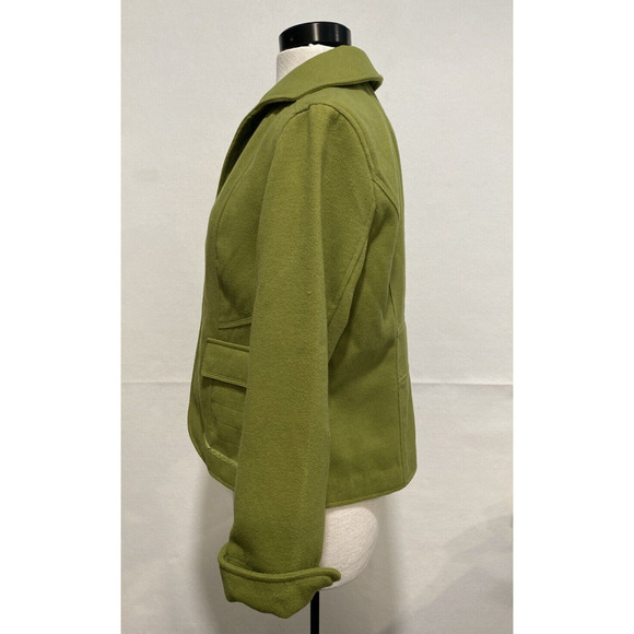 Multiples Women's Small Green‎ Flannel Silky Trim Open Front Jacket - Picture 3 of 10